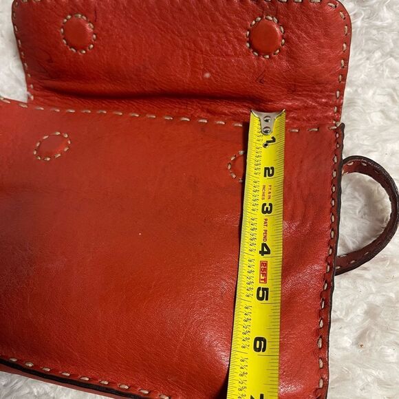 Johnny Farah New York Leather Red small shoulder bag Stitching accent. - Picture 9 of 14